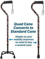 Flight of the Hummingbird Aluminum Convertible Quad Base Walking Cane - Adjustable Shaft Quad Base Canes - Tophatter Daily Deals