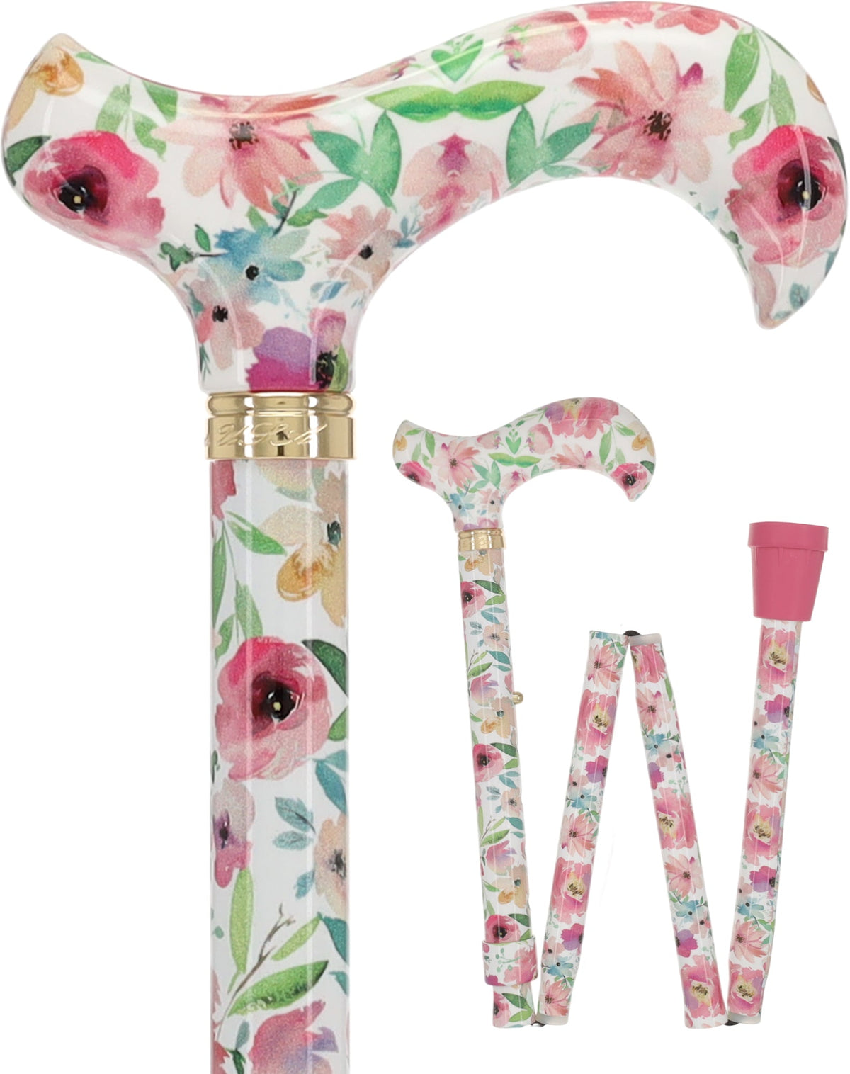 Vivienne May: Watercolor Flowers, Folding Cane Patterned Handle Folding Canes - Tophatter Daily Deals