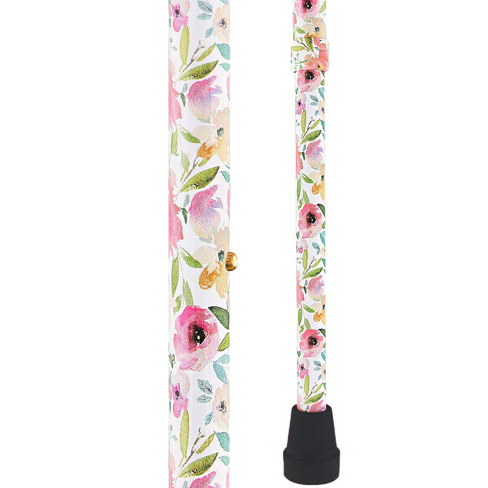 Vivienne May Designer Cane: Watercolor Flowers Offset Handled Canes - Tophatter Daily Deals