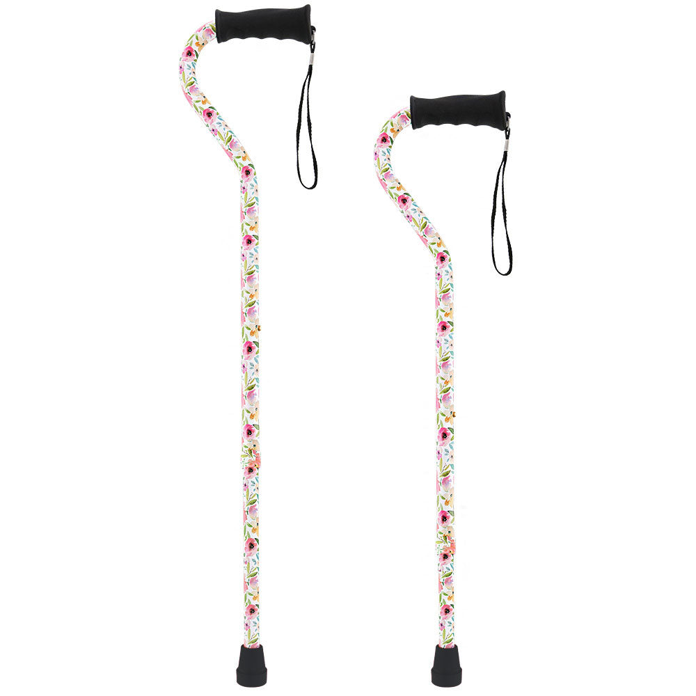 Vivienne May Designer Cane: Watercolor Flowers Offset Handled Canes - Tophatter Daily Deals