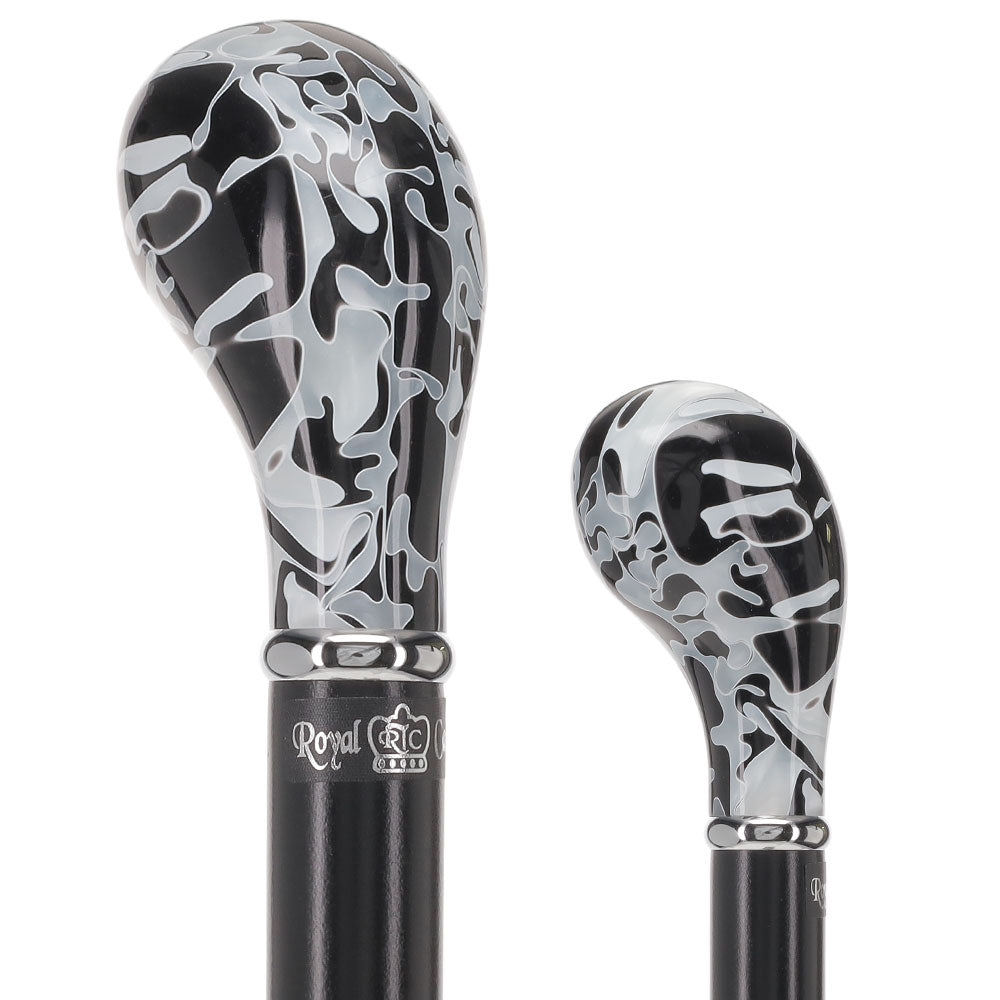 Black Onyx Knob Stick: Pearlescent Acrylic, Beechwood Pearl Swirl Lucite Designer Walking Canes - Tophatter Daily Deals