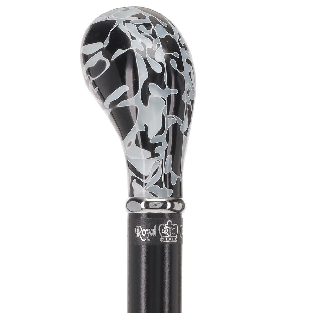 Black Onyx Knob Stick: Pearlescent Acrylic, Beechwood Pearl Swirl Lucite Designer Walking Canes - Tophatter Daily Deals