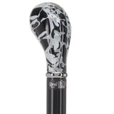 Black Onyx Knob Stick: Pearlescent Acrylic, Beechwood Pearl Swirl Lucite Designer Walking Canes - Tophatter Daily Deals