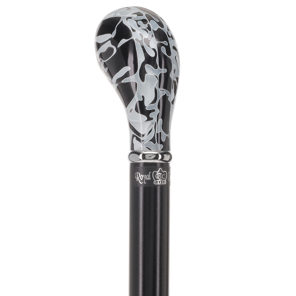 Black Onyx Knob Stick: Pearlescent Acrylic, Beechwood Pearl Swirl Lucite Designer Walking Canes - Tophatter Daily Deals