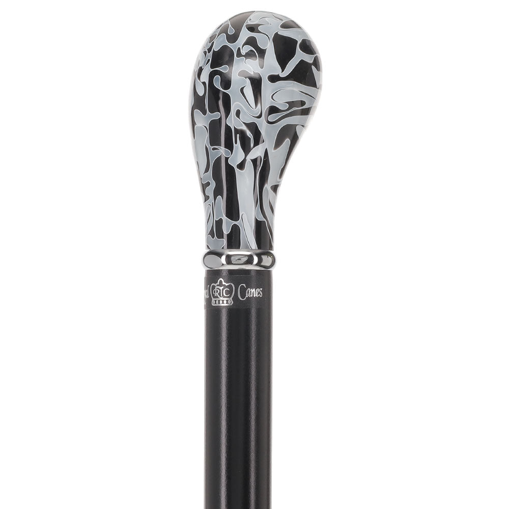 Black Onyx Knob Stick: Pearlescent Acrylic, Beechwood Pearl Swirl Lucite Designer Walking Canes - Tophatter Daily Deals