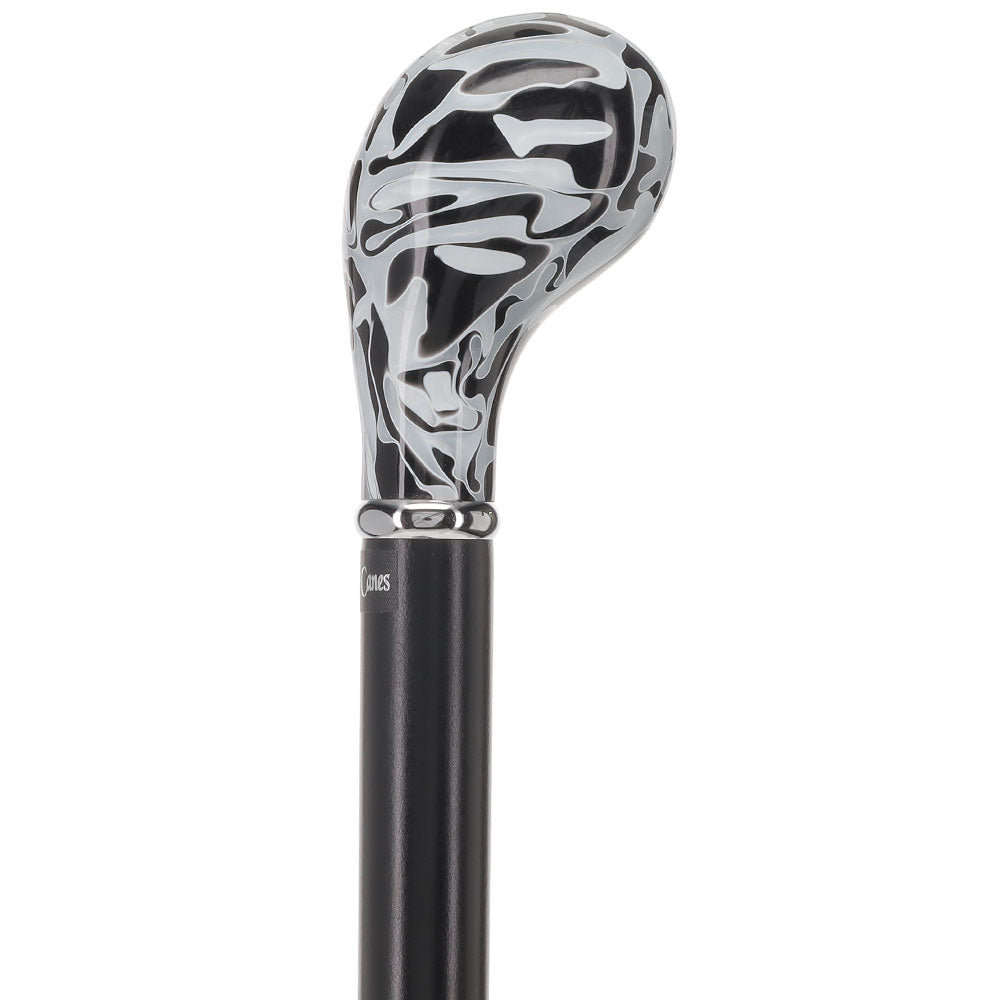 Black Onyx Knob Stick: Pearlescent Acrylic, Beechwood Pearl Swirl Lucite Designer Walking Canes - Tophatter Daily Deals