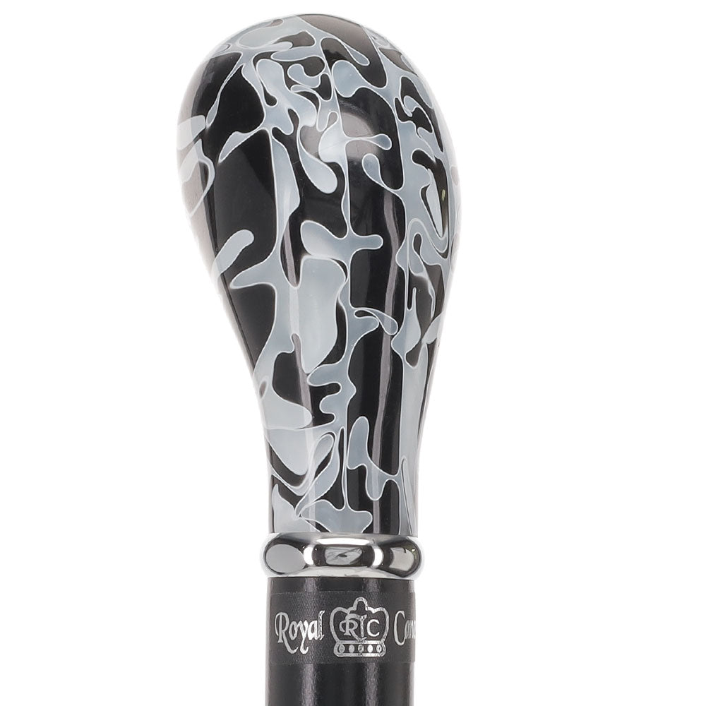 Black Onyx Knob Stick: Pearlescent Acrylic, Beechwood Pearl Swirl Lucite Designer Walking Canes - Tophatter Daily Deals