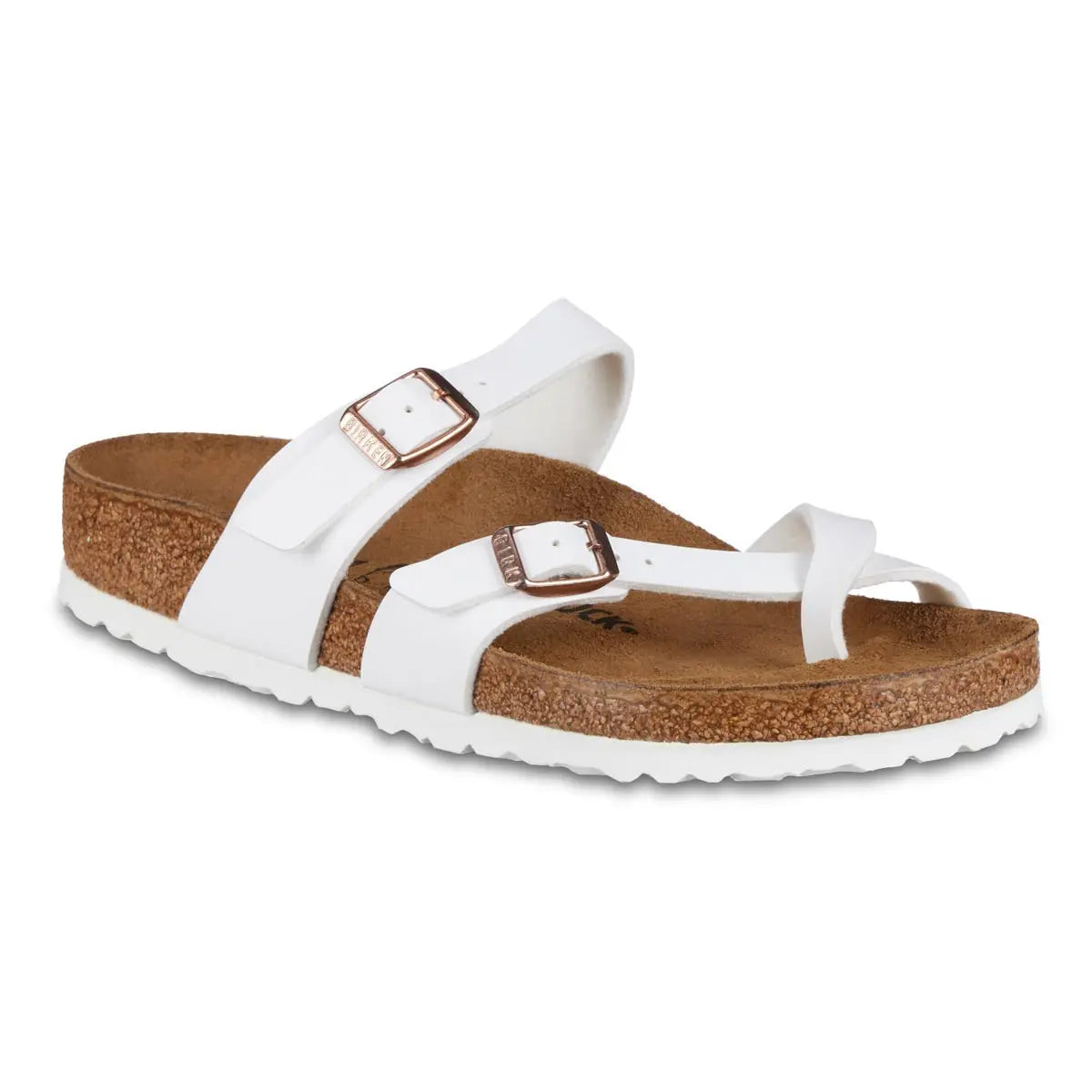 Birkenstock Mayari Birko-Flor Sandals White w Copper Regular Wide Footwear - Tophatter Daily Deals