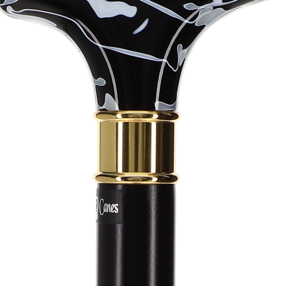 Super Strong Black Onyx Cane: Pearlescent Acrylic, Beechwood Extra Strong Walking Canes - Tophatter Daily Deals