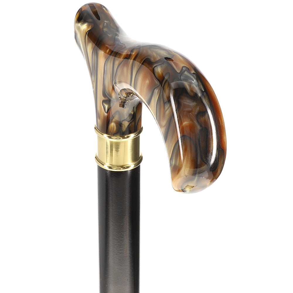Super Strong Golden Sienna Derby: Extra Long Pearlescent Handle Extra Strong Walking Canes - Tophatter Daily Deals
