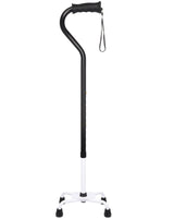 Black Aluminum Convertible Quad Base Walking Cane - Adjustable Shaft Quad Base Canes - Tophatter Daily Deals