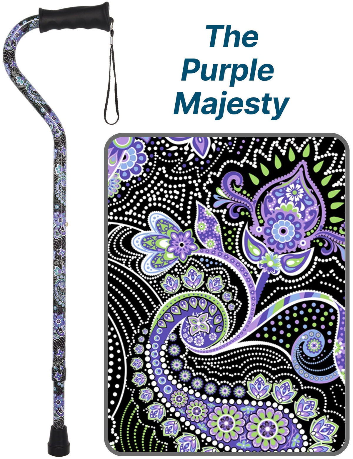 Purple Majesty: Adjustable Offset Walking Cane Comfort Grip Adjustable Walking Canes - Tophatter Daily Deals