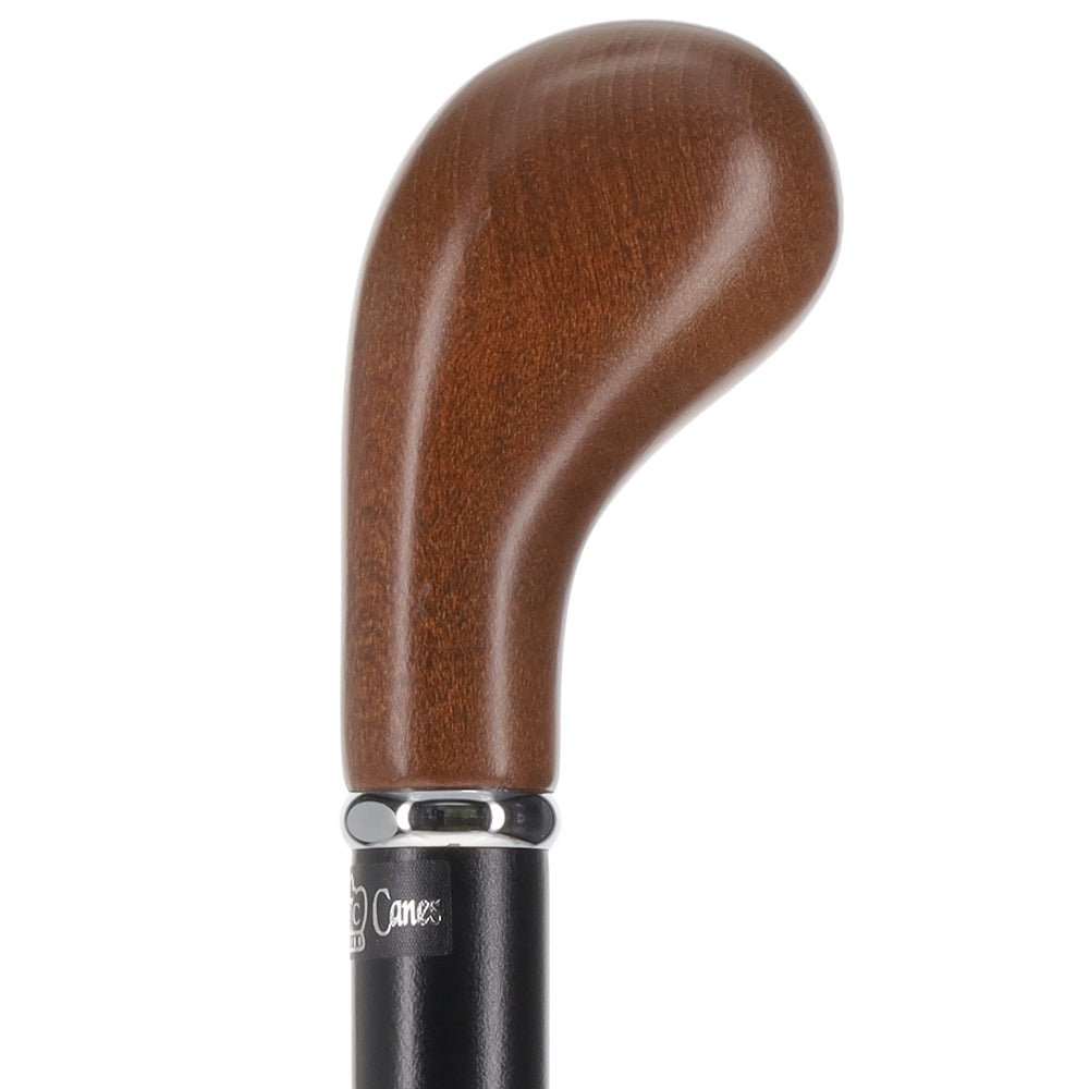 Timeless Espresso Knob Stick, Black Beechwood & Silver Knobbed Handle Walking Sticks - Tophatter Daily Deals