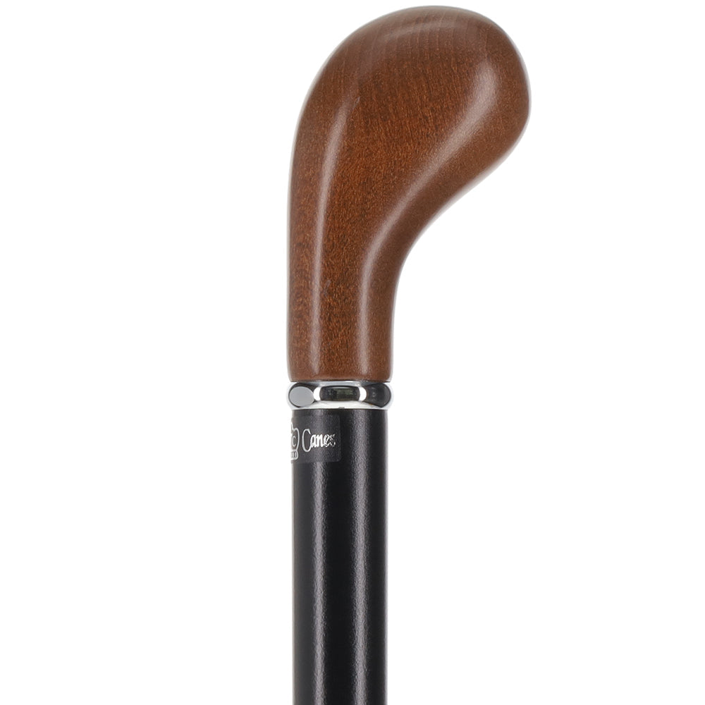 Timeless Espresso Knob Stick, Black Beechwood & Silver Knobbed Handle Walking Sticks - Tophatter Daily Deals