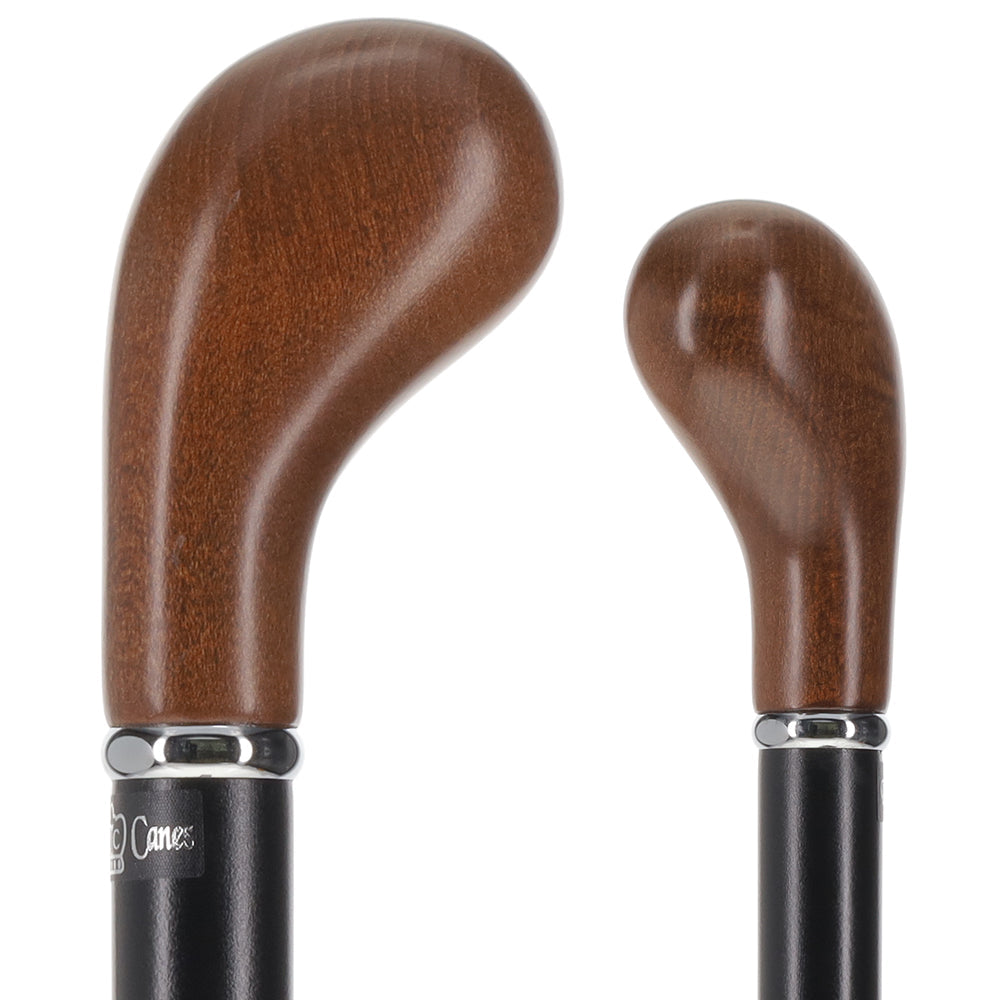 Timeless Espresso Knob Stick, Black Beechwood & Silver Knobbed Handle Walking Sticks - Tophatter Daily Deals