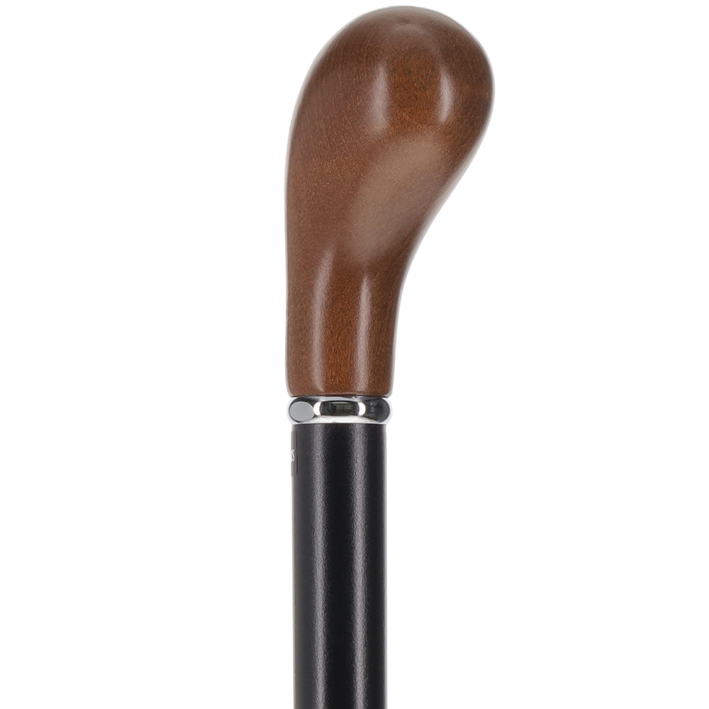 Timeless Espresso Knob Stick, Black Beechwood & Silver Knobbed Handle Walking Sticks - Tophatter Daily Deals