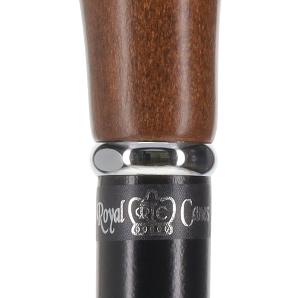 Timeless Espresso Knob Stick, Black Beechwood & Silver Knobbed Handle Walking Sticks - Tophatter Daily Deals