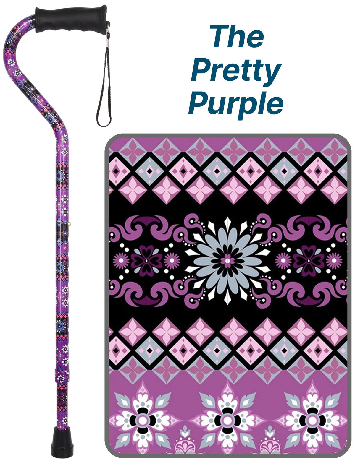 Pretty Purple Designer Cane: Adjustable, Comfort Grip Adjustable Walking Canes - Tophatter Daily Deals