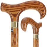 Espresso Natural Ash Derby Walking Cane with Silver Collar Larger to XL Hand Derby Classic Walking Canes - Tophatter Daily Deals