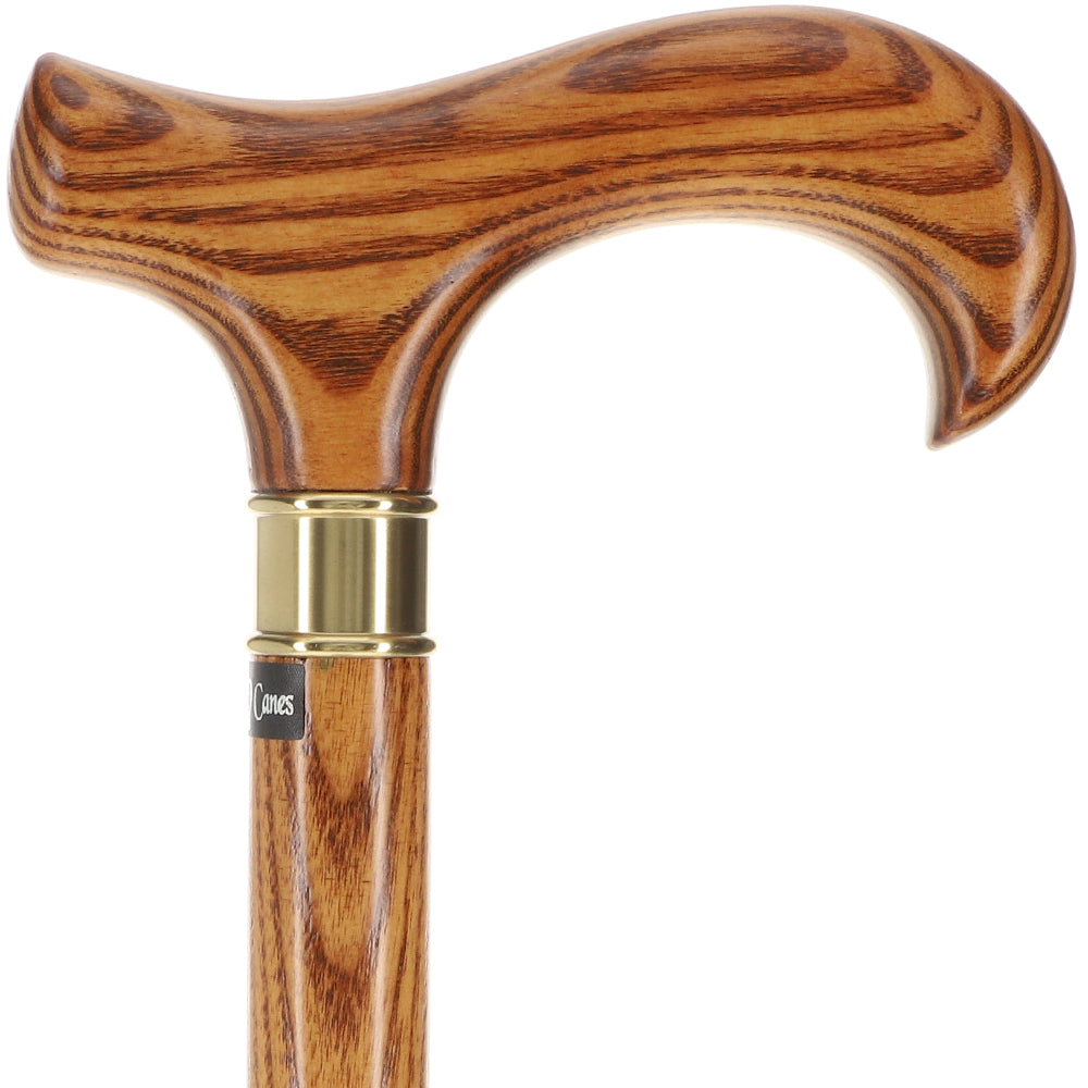 Espresso Natural Ash Derby Walking Cane with Silver Collar Derby Classic Walking Canes - Tophatter Daily Deals