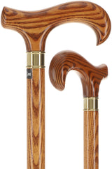 Espresso Natural Ash Derby Walking Cane with Silver Collar Derby Classic Walking Canes - Tophatter Daily Deals