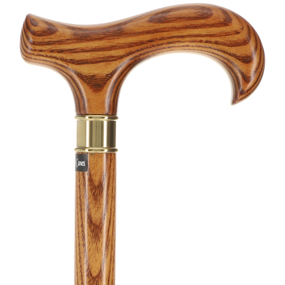 Espresso Natural Ash Derby Walking Cane with Silver Collar Derby Classic Walking Canes - Tophatter Daily Deals