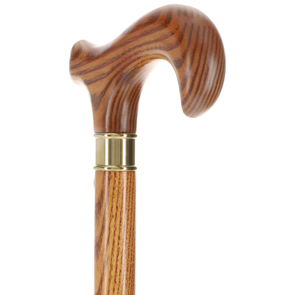 Espresso Natural Ash Derby Walking Cane with Silver Collar Derby Classic Walking Canes - Tophatter Daily Deals