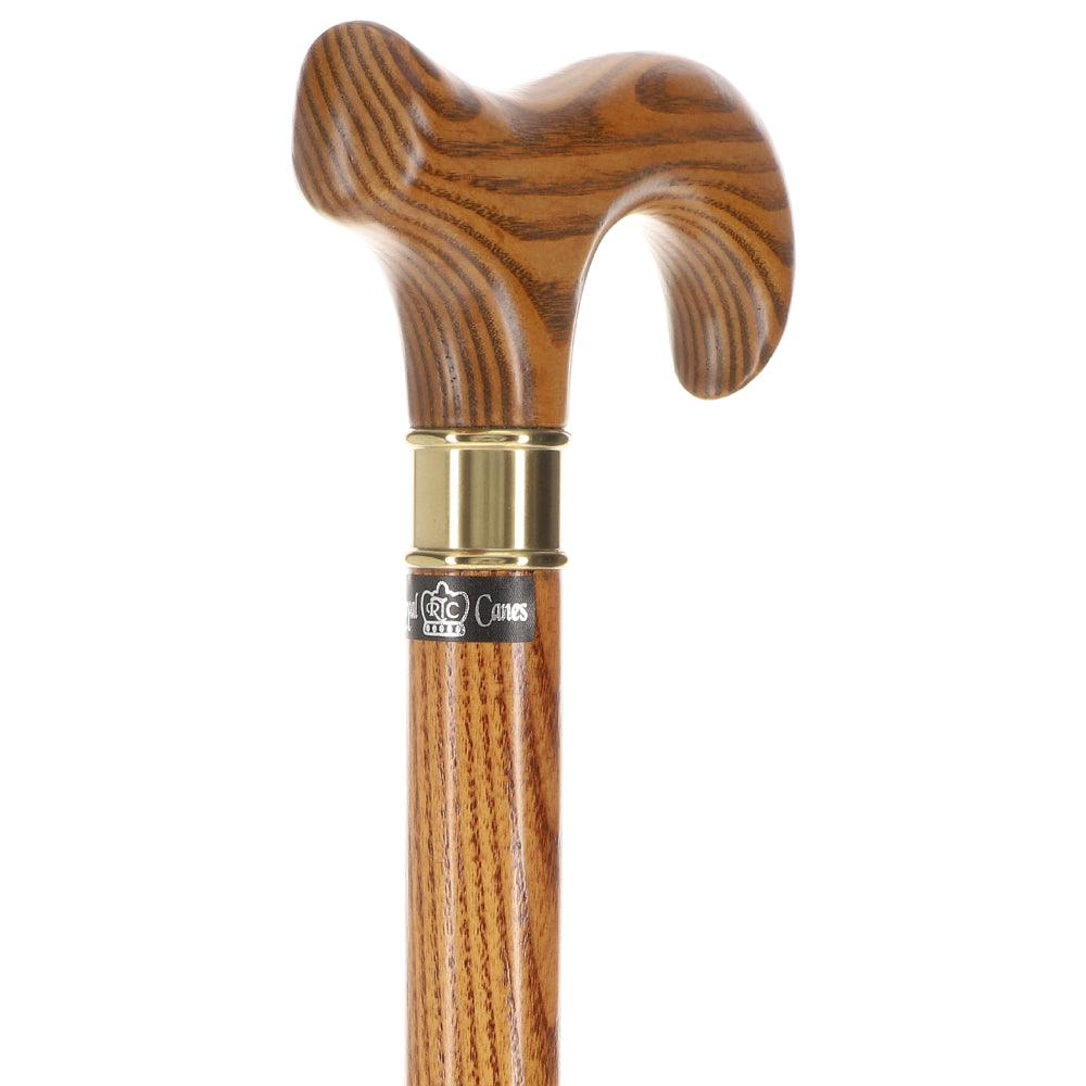 Espresso Natural Ash Derby Walking Cane with Silver Collar Derby Classic Walking Canes - Tophatter Daily Deals
