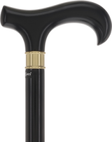 Super Strong Sleek Black Derby Cane - Beechwood & Brass Extra Strong Walking Canes - Tophatter Daily Deals