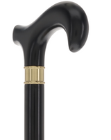 Super Strong Sleek Black Derby Cane - Beechwood & Brass Extra Strong Walking Canes - Tophatter Daily Deals