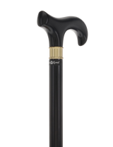 Super Strong Sleek Black Derby Cane - Beechwood & Brass Extra Strong Walking Canes - Tophatter Daily Deals