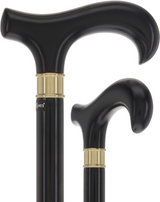 Super Strong Sleek Black Derby Cane - Beechwood & Brass Extra Strong Walking Canes - Tophatter Daily Deals