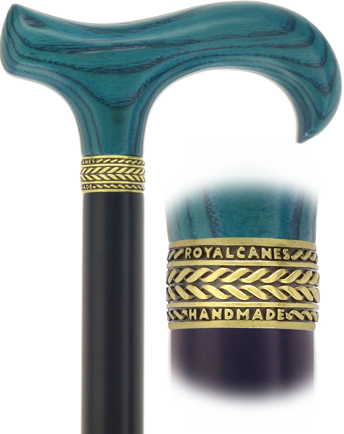 Royal Canes Classic Derby Walking Cane, Wood-Stained, Pewter Collar, Multiple Colors Derby Classic Walking Canes - Tophatter Daily Deals