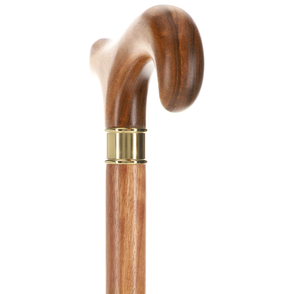 Super Strong Genuine Zebrano Derby - Striped Wood & Brass Extra Strong Walking Canes - Tophatter Daily Deals