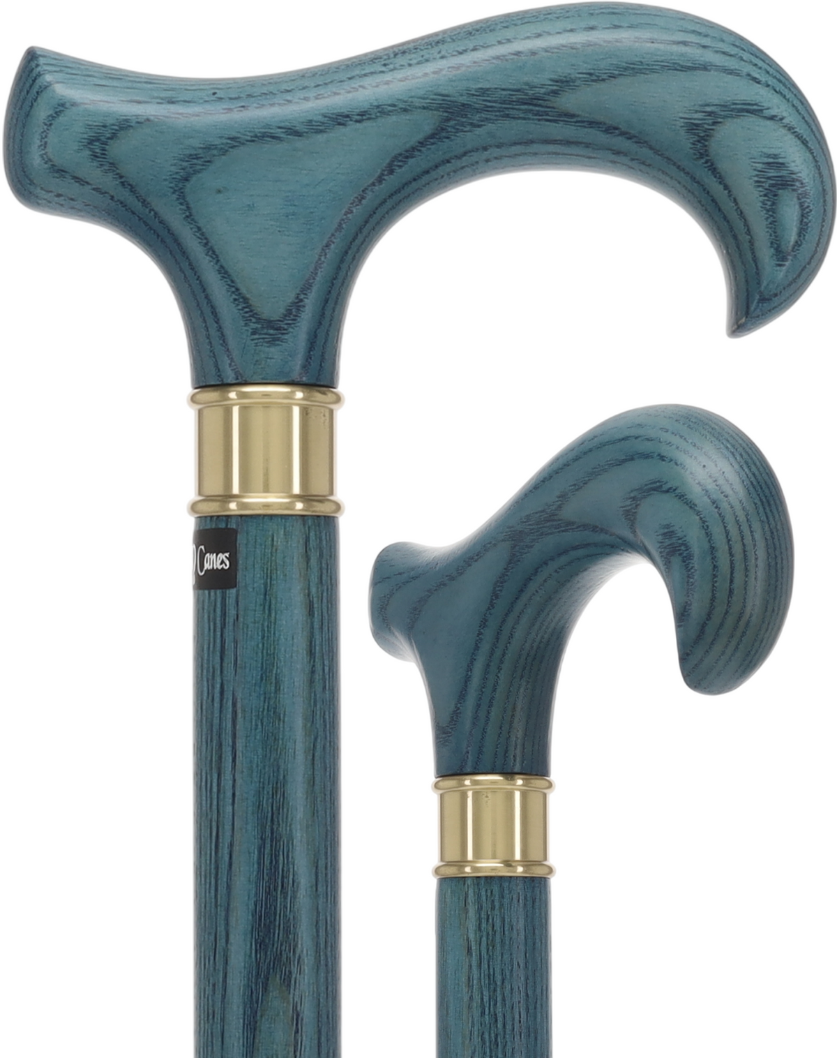 Super Strong Blue Denim Derby Cane: Ash Wood, Brass Larger to XL Hand Extra Strong Walking Canes - Tophatter Daily Deals