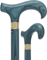 Super Strong Blue Denim Derby Cane: Ash Wood, Brass Larger to XL Hand Extra Strong Walking Canes - Tophatter Daily Deals