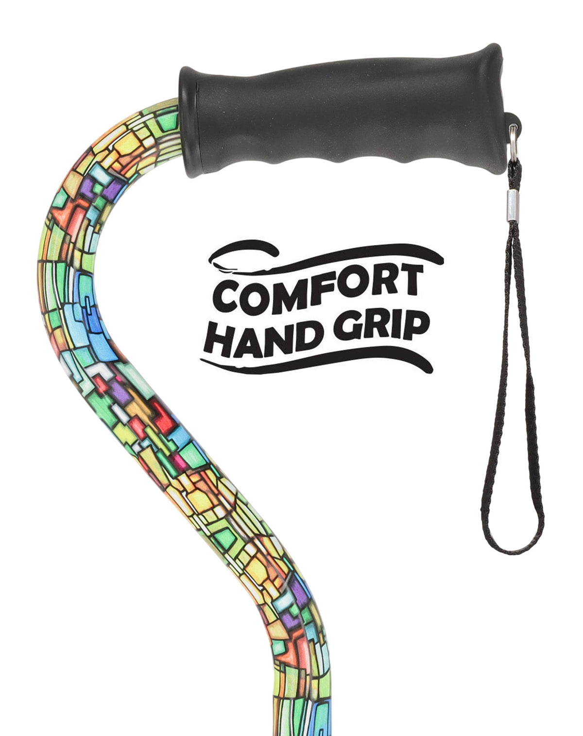 Mosaic Stained Designer Cane: Adjustable, Comfort Grip Offset Adjustable Walking Canes - Tophatter Daily Deals