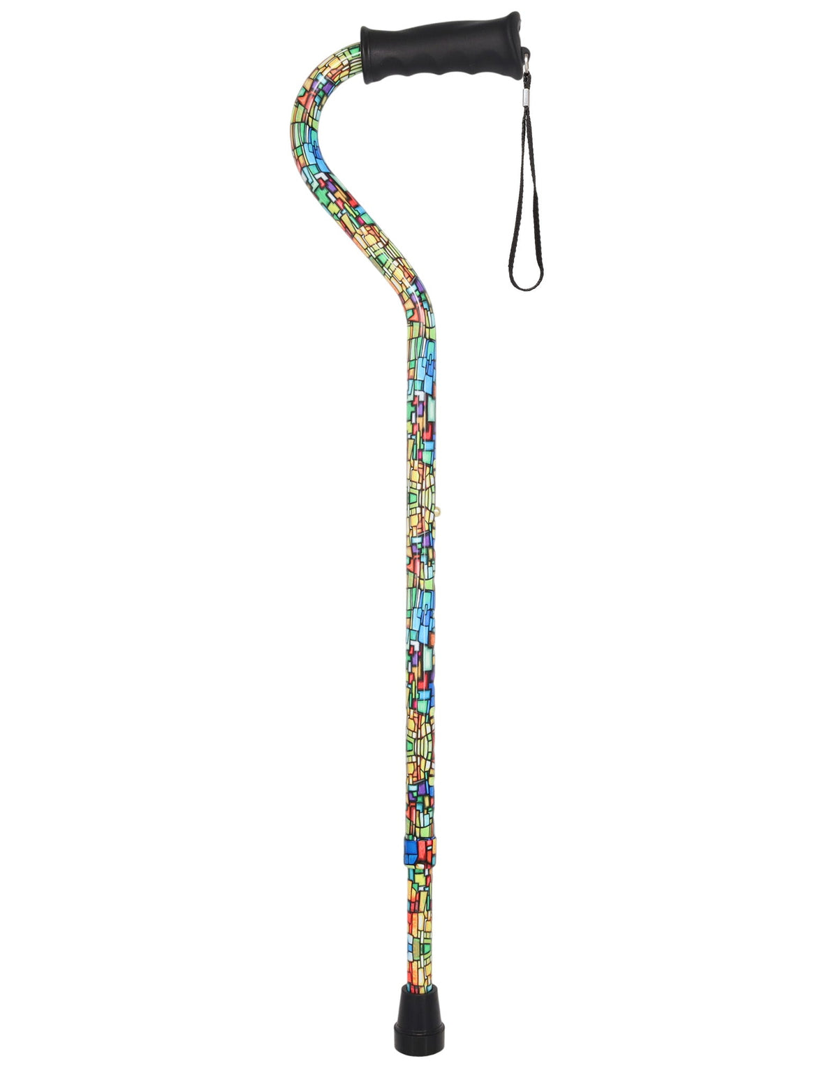 Mosaic Stained Designer Cane: Adjustable, Comfort Grip Offset Adjustable Walking Canes - Tophatter Daily Deals