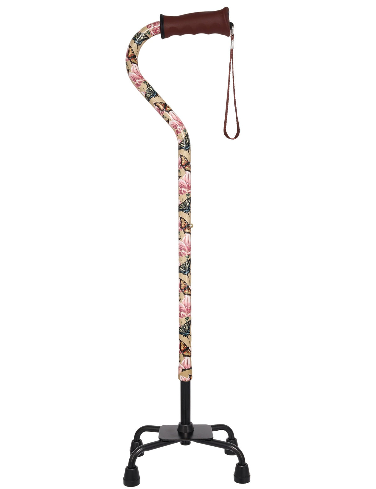 Lily and Butterfly Aluminum Convertible Quad Walking Cane with Comfort Grip - Adjustable Shaft Black Quad Base Canes - Tophatter Daily Deals