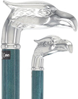 Premium Denim Blue Eagle Cane: Chrome, Patriotic Elegance Bird Walking Canes - Tophatter Daily Deals