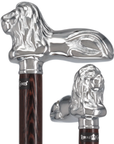 Chrome Lion Handle Walking Cane: Luxury Wenge Wood Shaft Lion Walking Canes - Tophatter Daily Deals