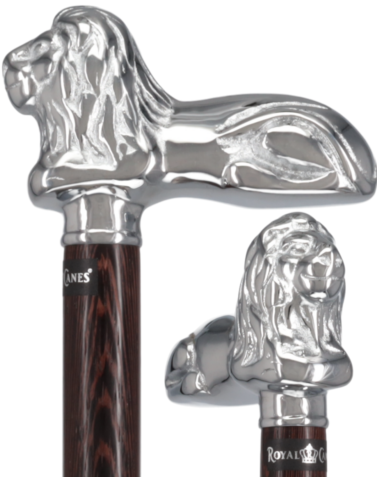 Chrome Lion Handle Walking Cane: Luxury Wenge Wood Shaft Lion Walking Canes - Tophatter Daily Deals