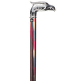 Patriotic Chrome Plated Eagle Head Cane: Inlaid Wenge Wood Bird Walking Canes - Tophatter Daily Deals