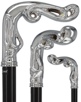 Luxury Silver Vine Design Fritz Cane - Chrome Plated Plated Handle Walking Canes - Tophatter Daily Deals