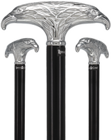 Patriotic Chrome Plated Double Eagle T-Handle Walking Cane Bird Walking Canes - Tophatter Daily Deals