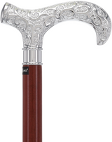 Super Strong Silver Scrollwork Derby: Luxury Silver-Plated Handle, Extra Long Extra Strong Walking Canes - Tophatter Daily Deals