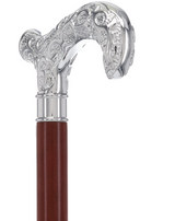 Super Strong Silver Scrollwork Derby: Luxury Silver-Plated Handle, Extra Long Extra Strong Walking Canes - Tophatter Daily Deals