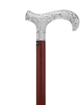 Super Strong Silver Scrollwork Derby: Luxury Silver-Plated Handle, Extra Long Extra Strong Walking Canes - Tophatter Daily Deals