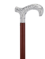 Super Strong Silver Scrollwork Derby: Luxury Silver-Plated Handle, Extra Long Extra Strong Walking Canes - Tophatter Daily Deals