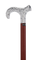 Super Strong Silver Scrollwork Derby: Luxury Silver-Plated Handle, Extra Long Extra Strong Walking Canes - Tophatter Daily Deals